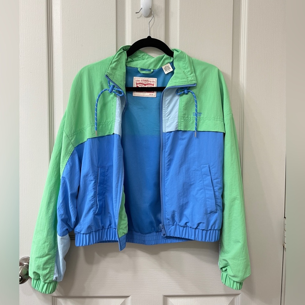 Levi Color-block Windbreaker Jacket Blue Green White